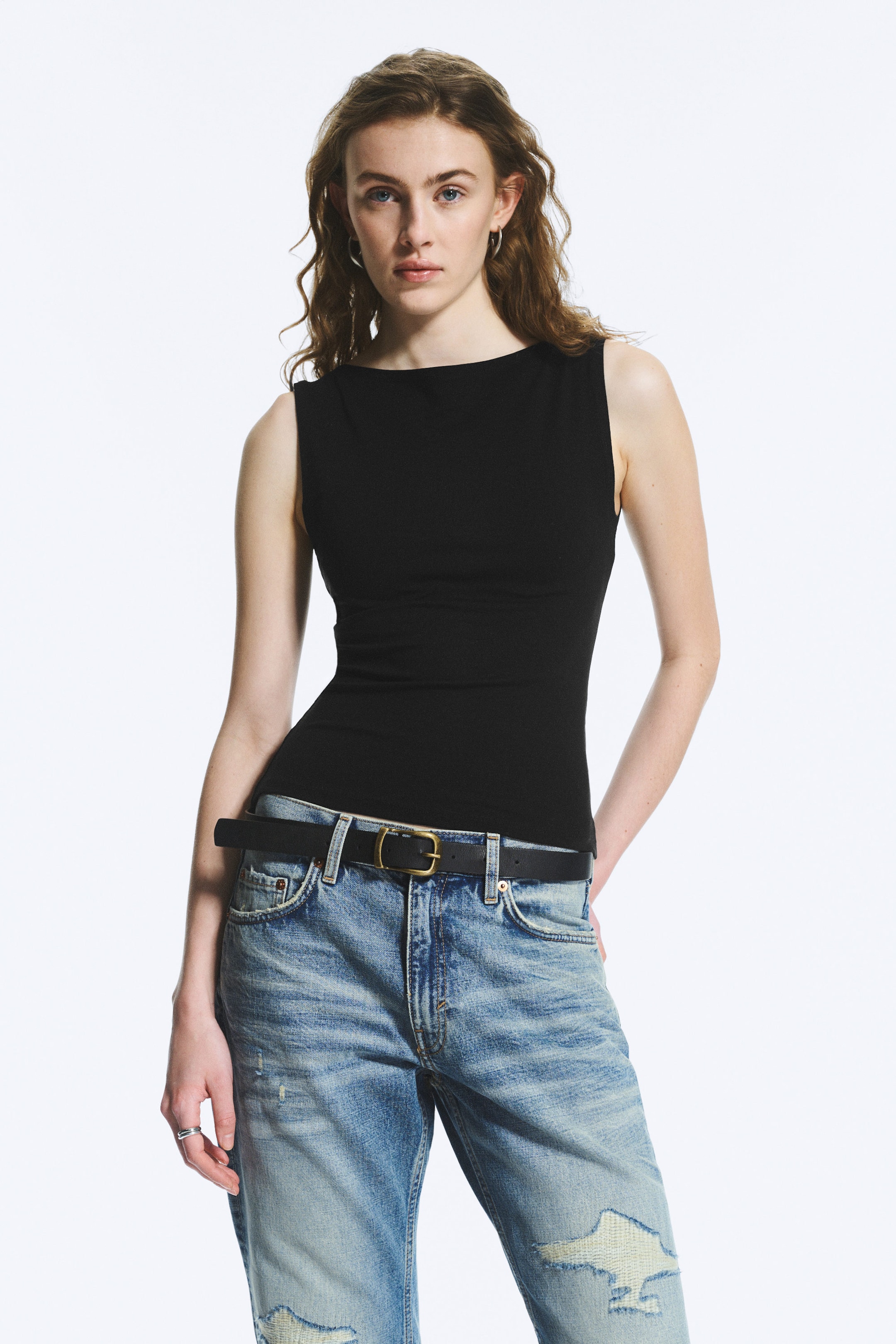 Noir - Top sans manches à encolure bateau Annie - 1