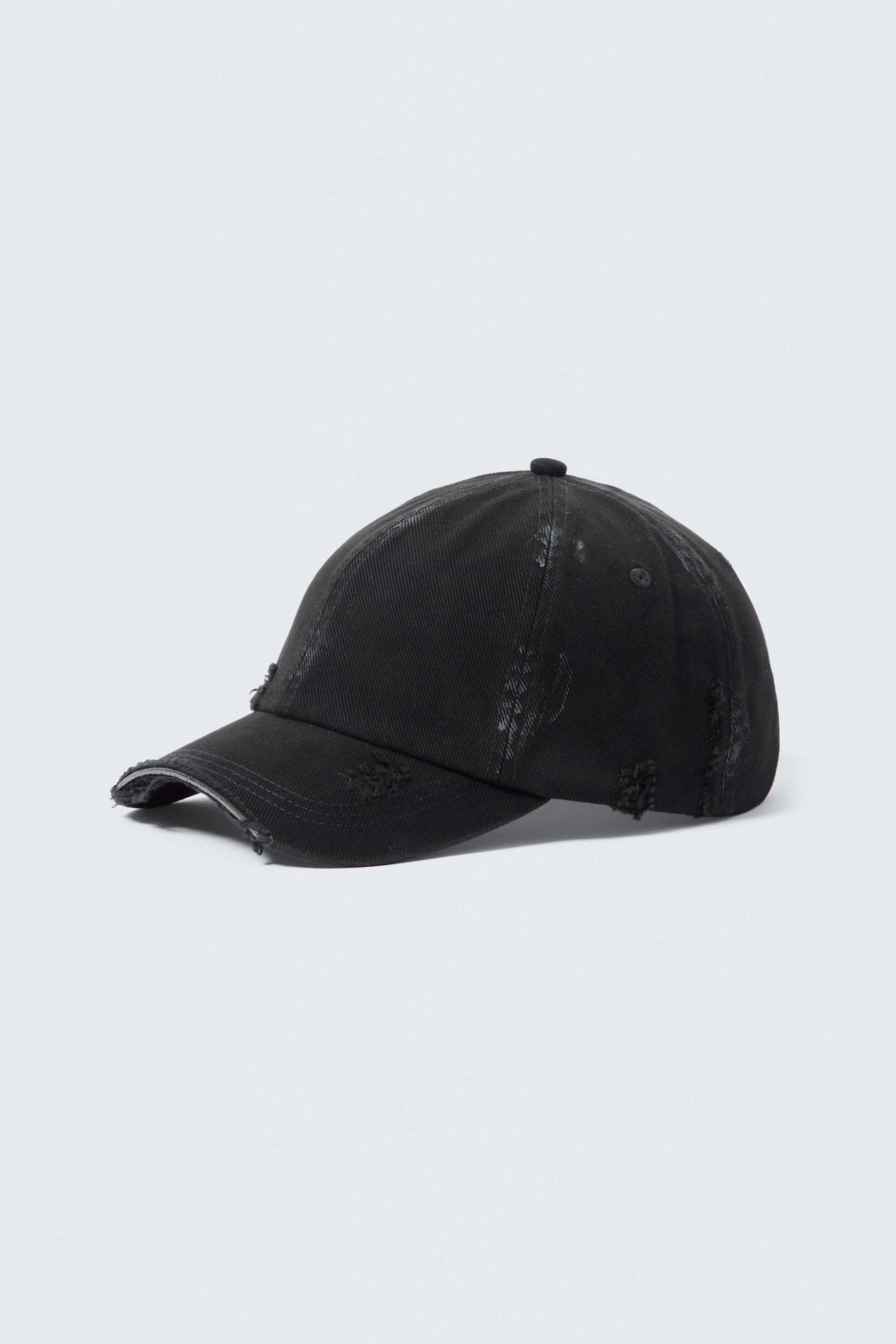 Court noir - Casquette de baseball en toile de coton usée - 1