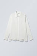White - Sheer Linen Blend Shirt - 0