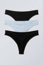 Schwarz & Hellblau - 3er-Pack Nahtlose Tangas Cat Soft mit hoher Taille - 1