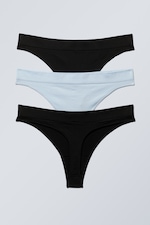Black & Light Blue - 3-pack Cat Soft Seamless High Rise Thongs - 1