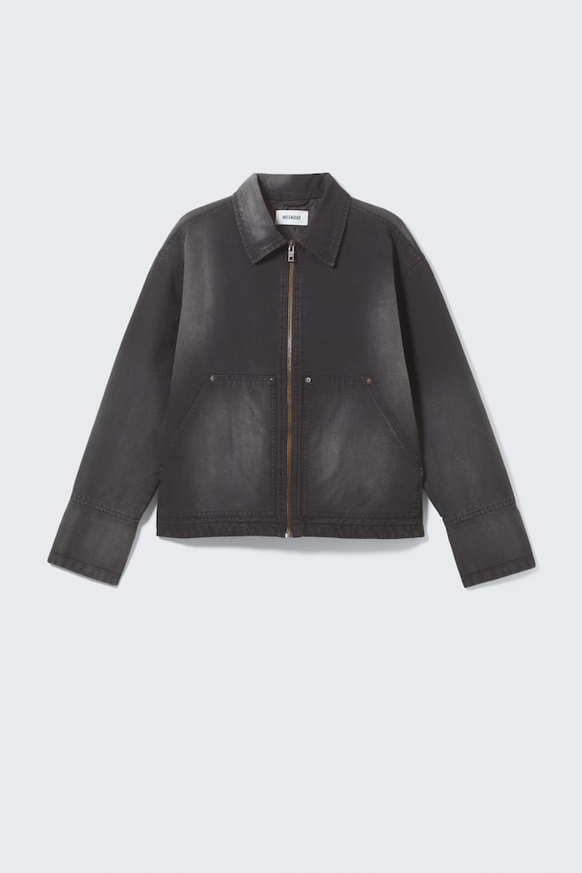 Lockere, verwaschene Utility-Jacke - Verwaschenes Schwarz - 1