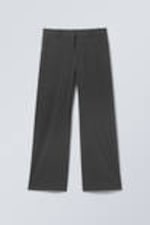 Dark Grey Melange - Low Rise Straight Leg Suiting Trousers - 0