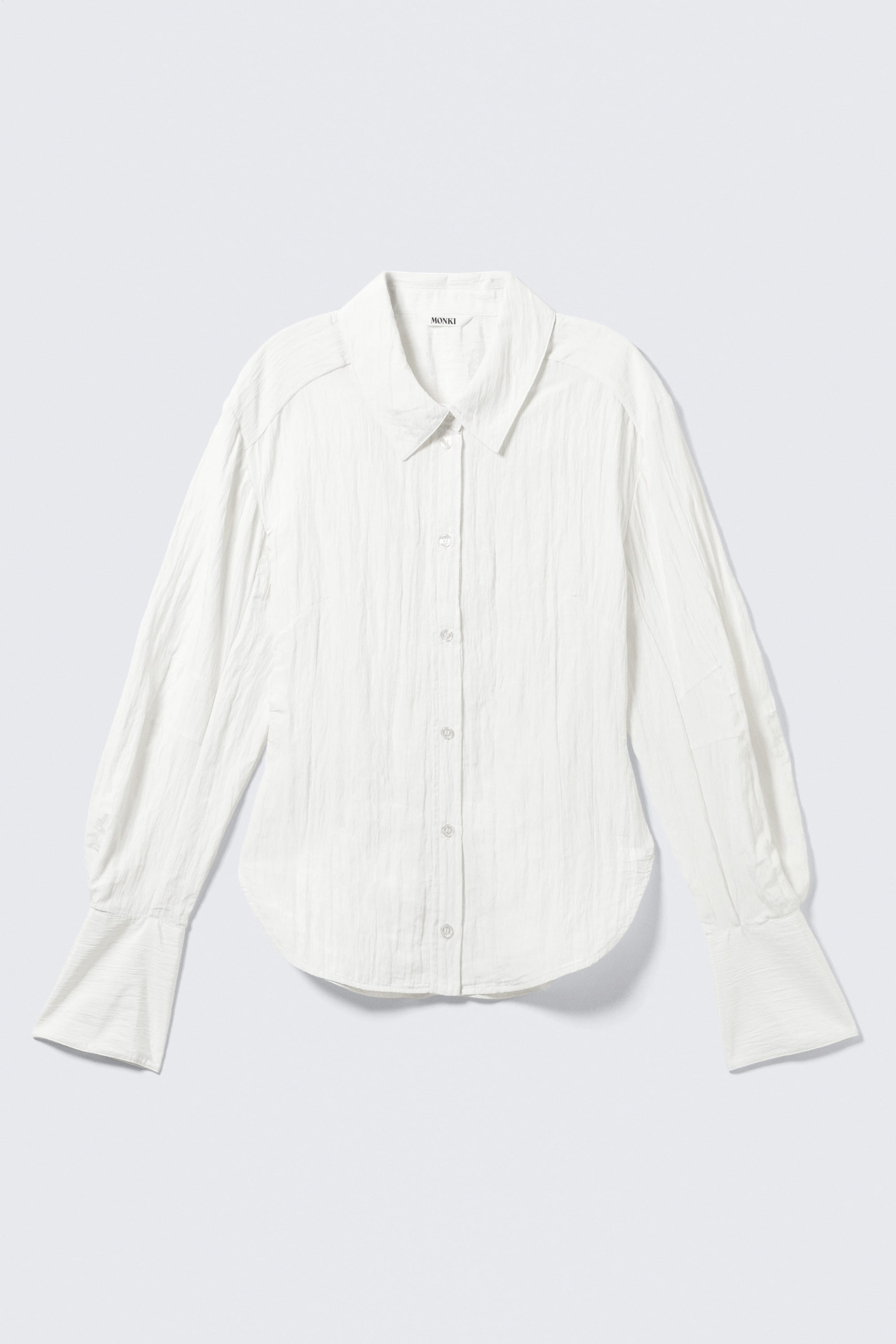 Weiß - Figurbetontes Hemd mit geraffter Taille - 0