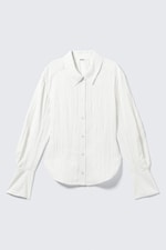 Weiß - Figurbetontes Hemd mit geraffter Taille - 0