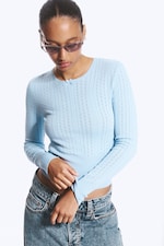 Light Blue - Slim Fit Knitted Sweater - 0