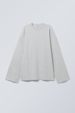 Hellgrau - Oversized-T-Shirt mit langen Ärmeln - 0