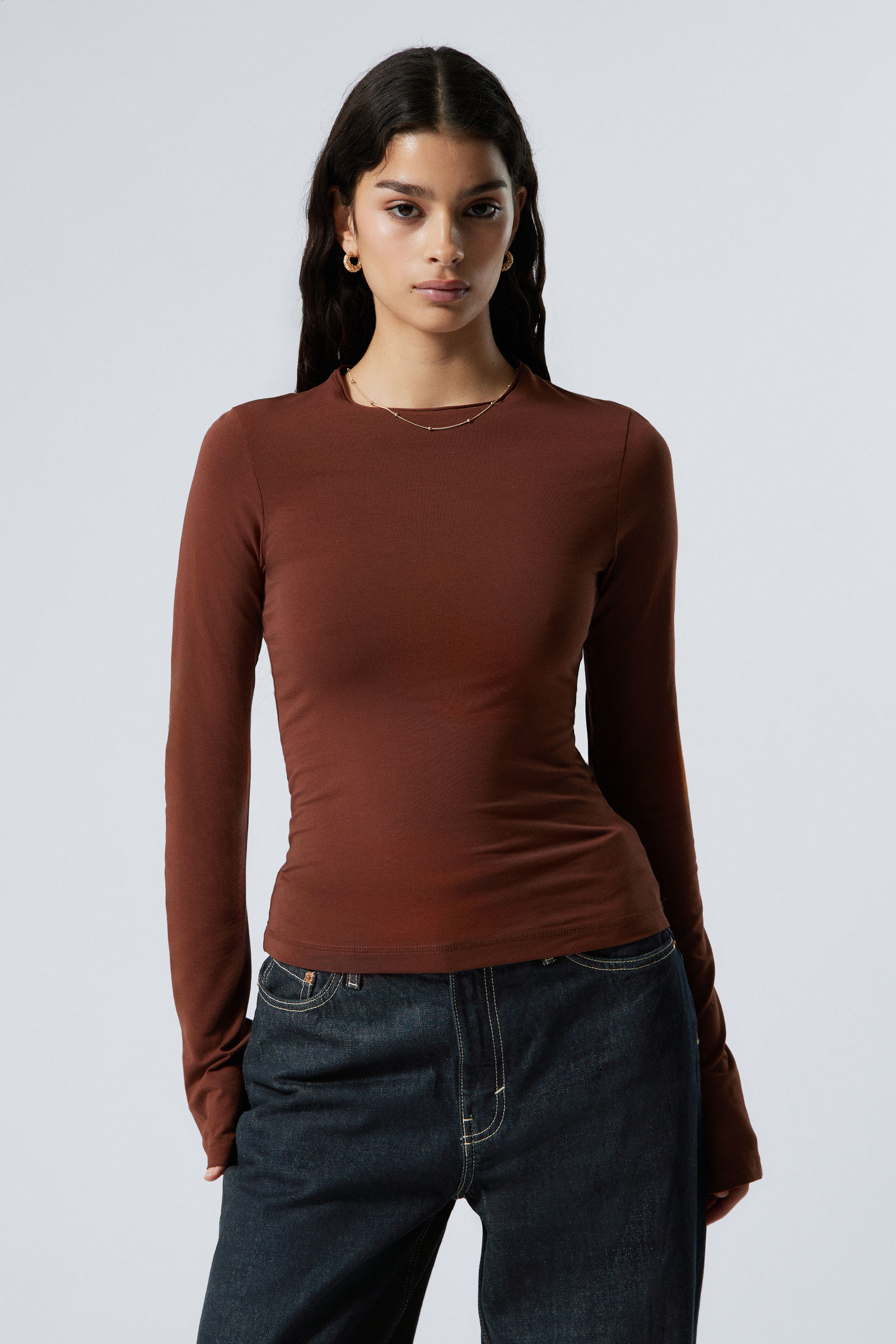 annie long-sleeved boat-neck top - Dark Blue | Weekday WW