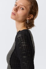 Black & Grey - Slim Knitted Raglan-Sleeved Sweater - 2