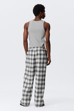 Weiß kariert - Entspannte Pyjamahose aus Flanell - 4