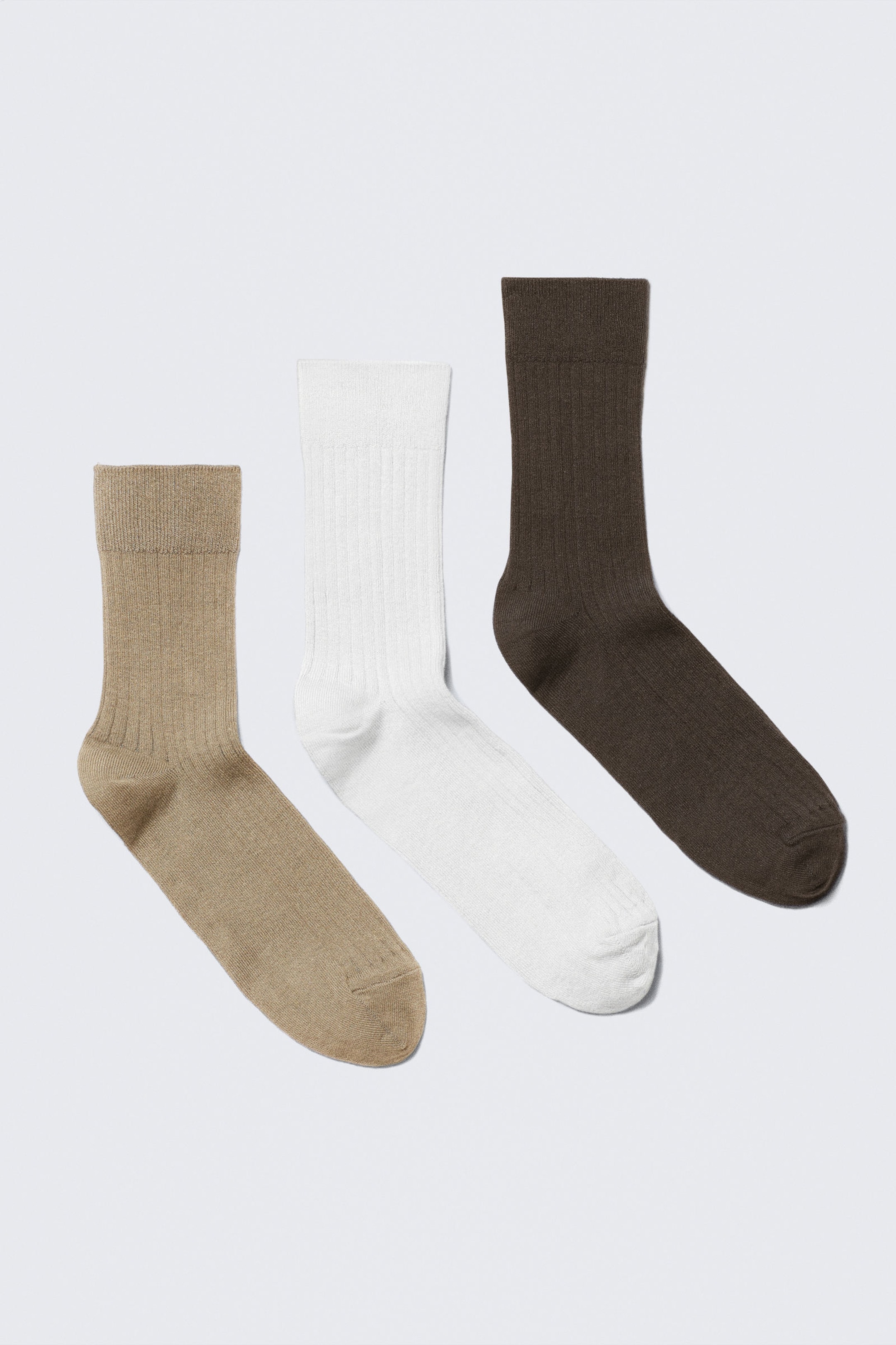 Beige/White/Dark Brown - 3-pack Selma Socks