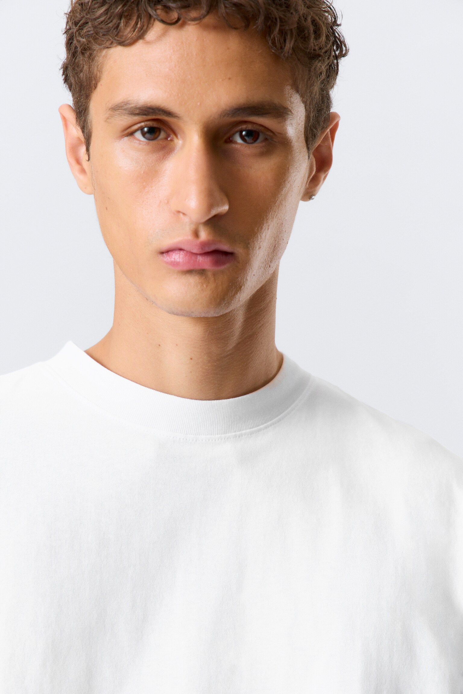 Relaxed Fit Short-Sleeved Cotton T-shirt - White/Verde kaki prăfuit/Albastru Marin/Dark Brown/Gri melanj - 5