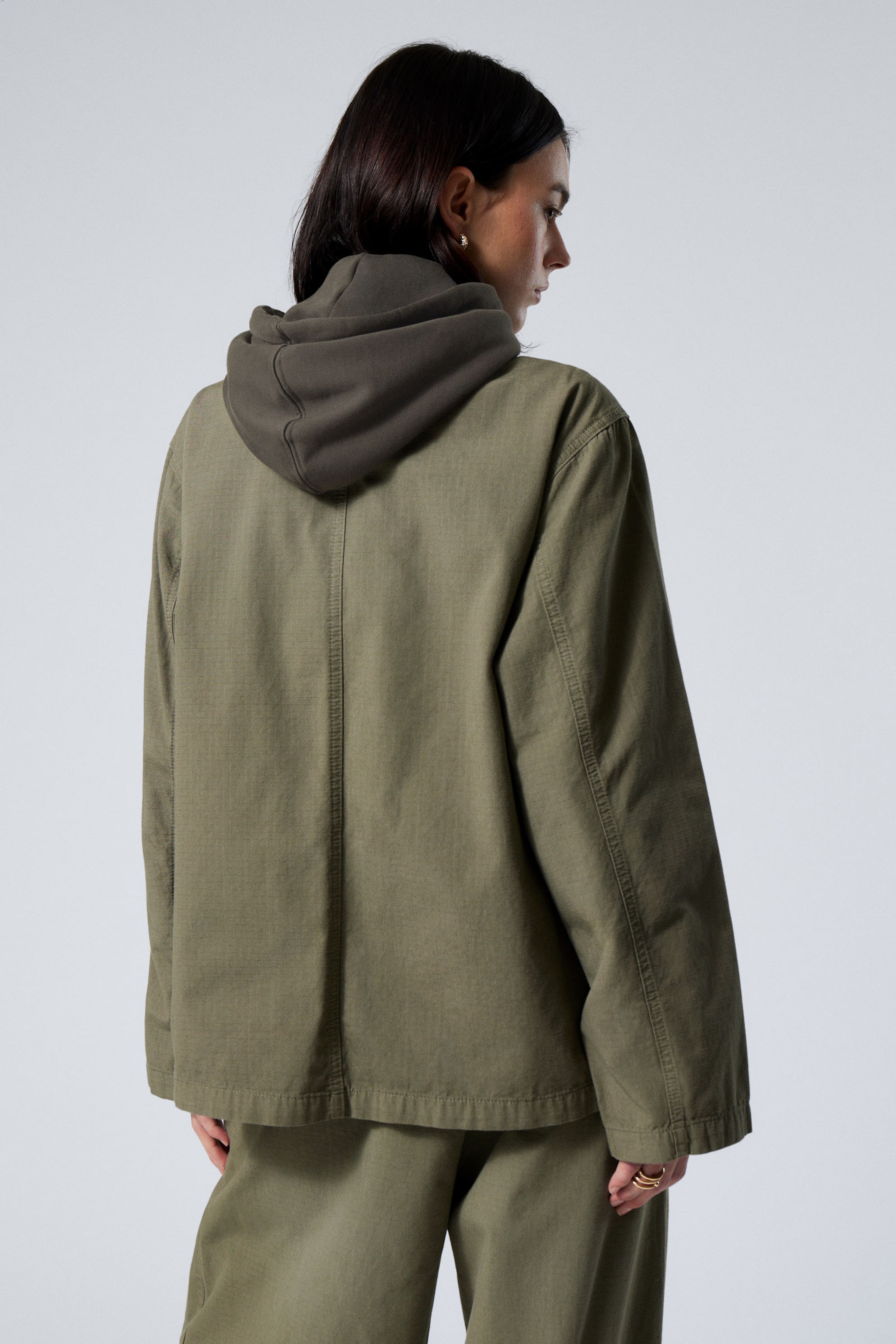 Dark Khaki Green - Washed Ripstop Jacket - 3