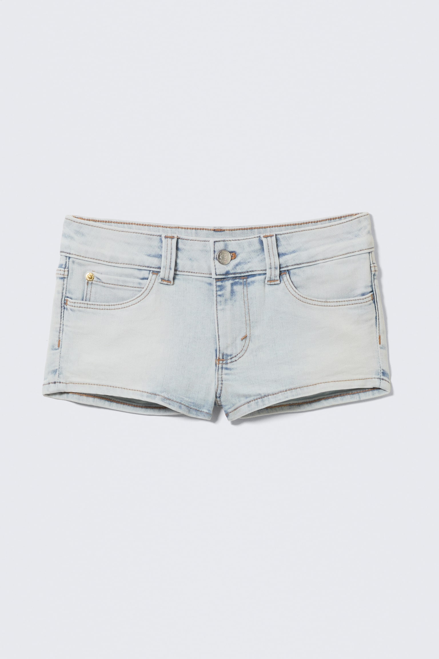 Mini-short denim taille basse Booty Bei - Aventure Blue – Bleu clair