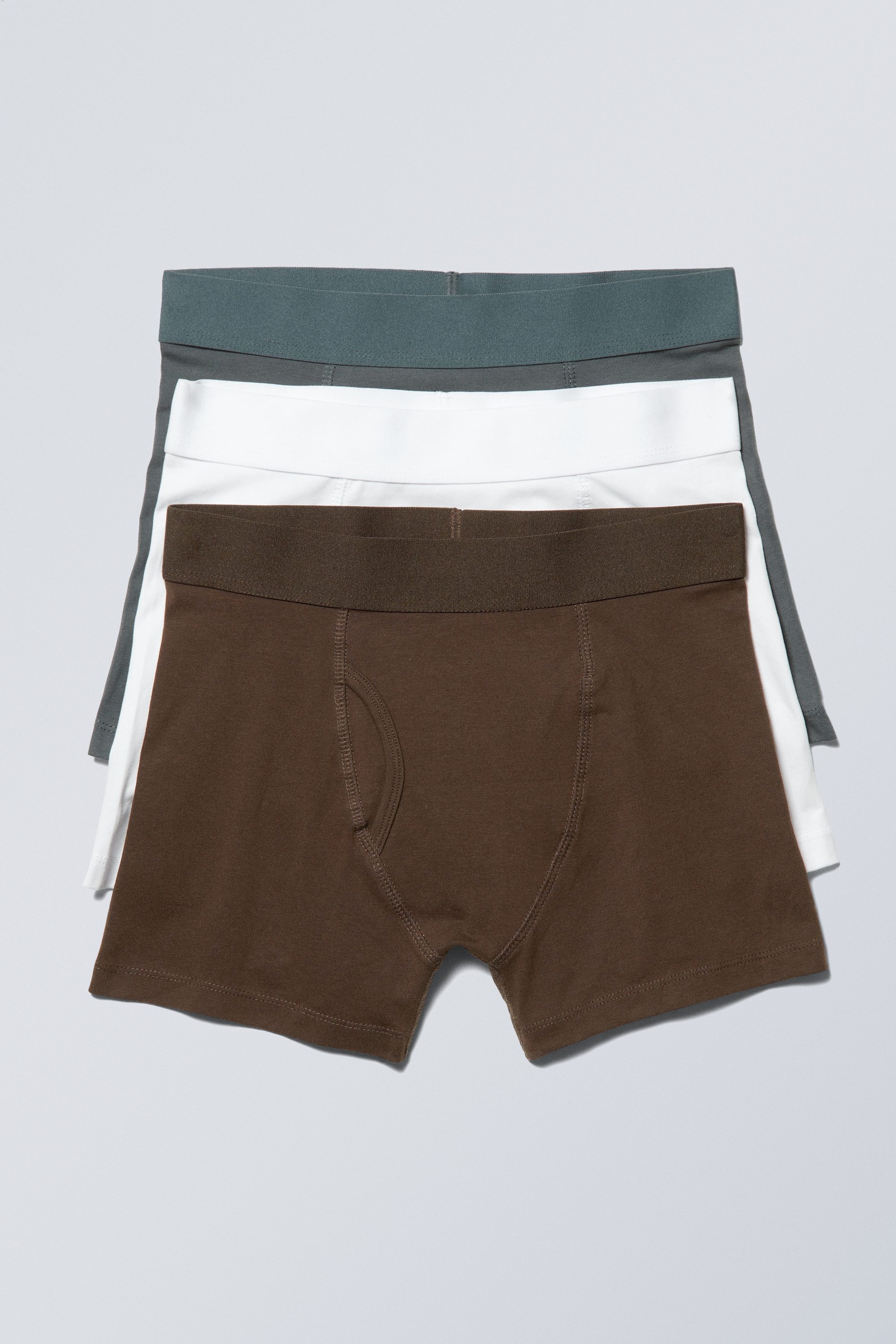 Petrol/Weiß/Braun - 3er-Pack Boxershorts - 0