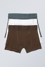 Petrol/Weiß/Braun - 3er-Pack Boxershorts - 0