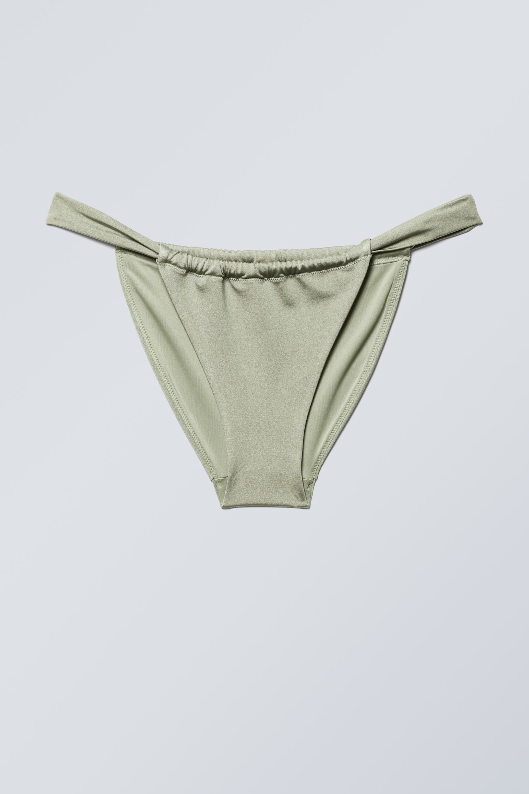 Light Dusty Khaki - Low Waist Ruched Bikini Briefs - 1