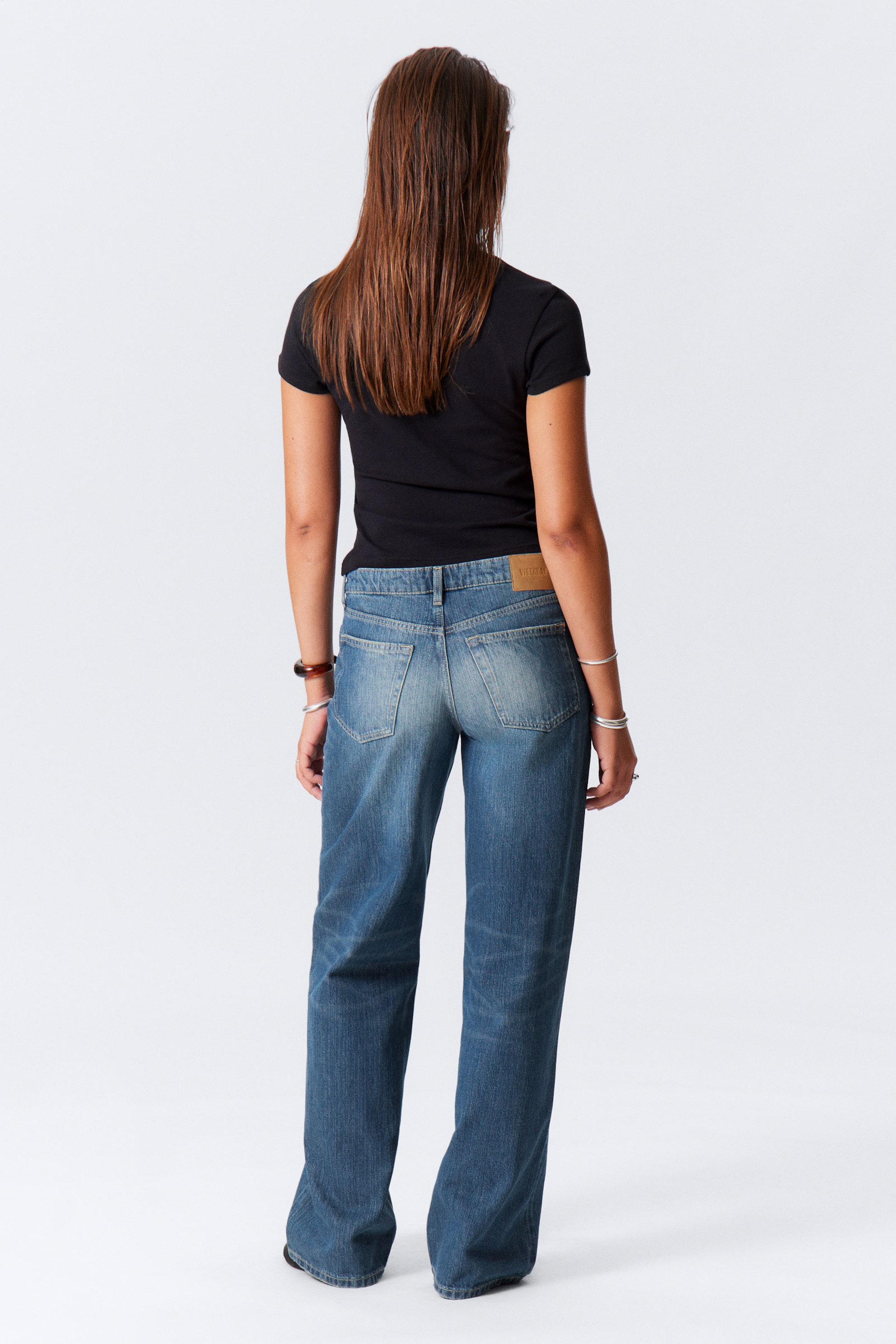 Mine Blue - Medium Blue - Ample Low Rise Loose Wide Leg Jeans - 3