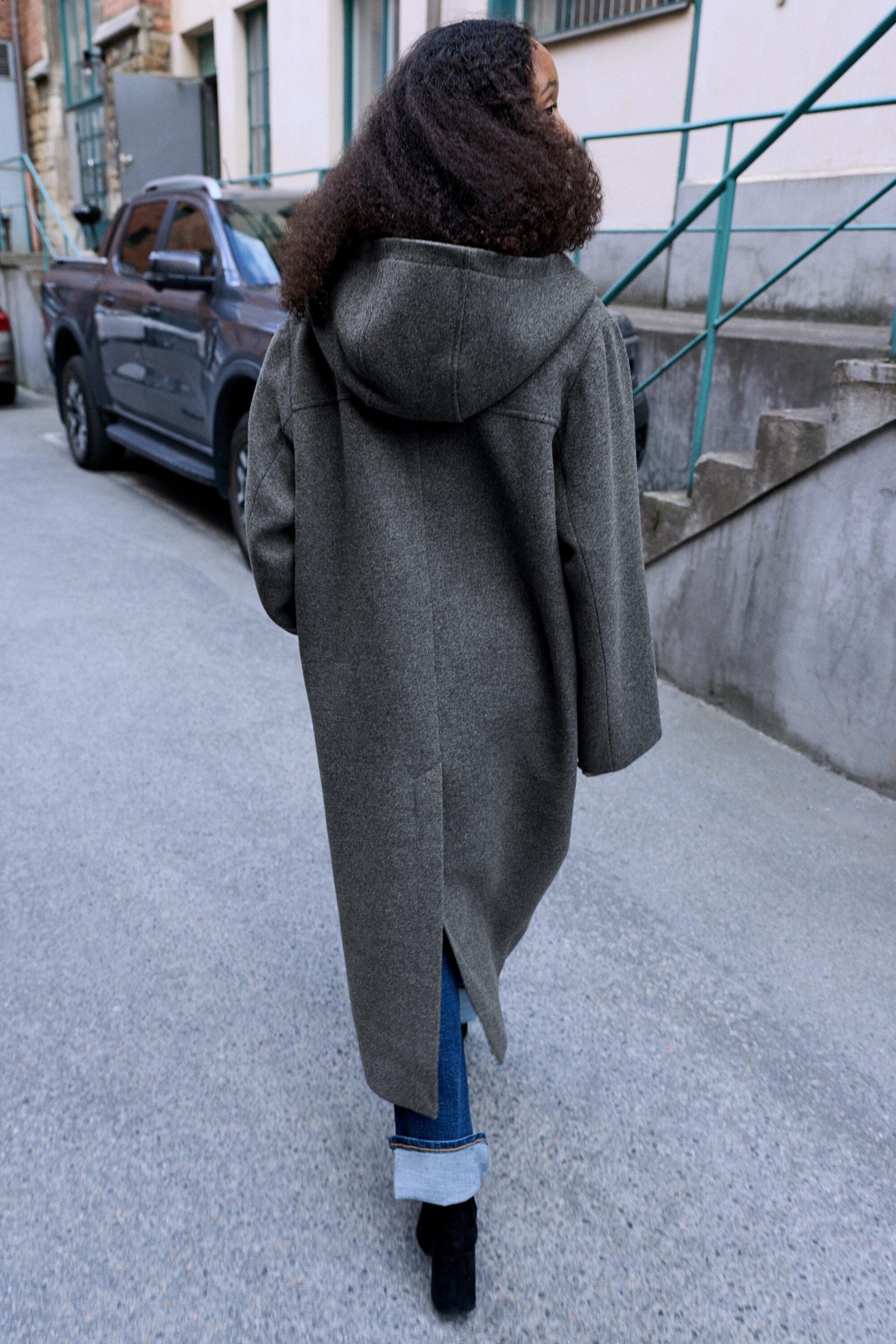 Grey Melange - A-line duffel coat - 3
