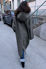 Grey Melange - A-line duffel coat - 3