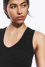 Black - 2-pack Ribbed V-neck Tank Top - 1