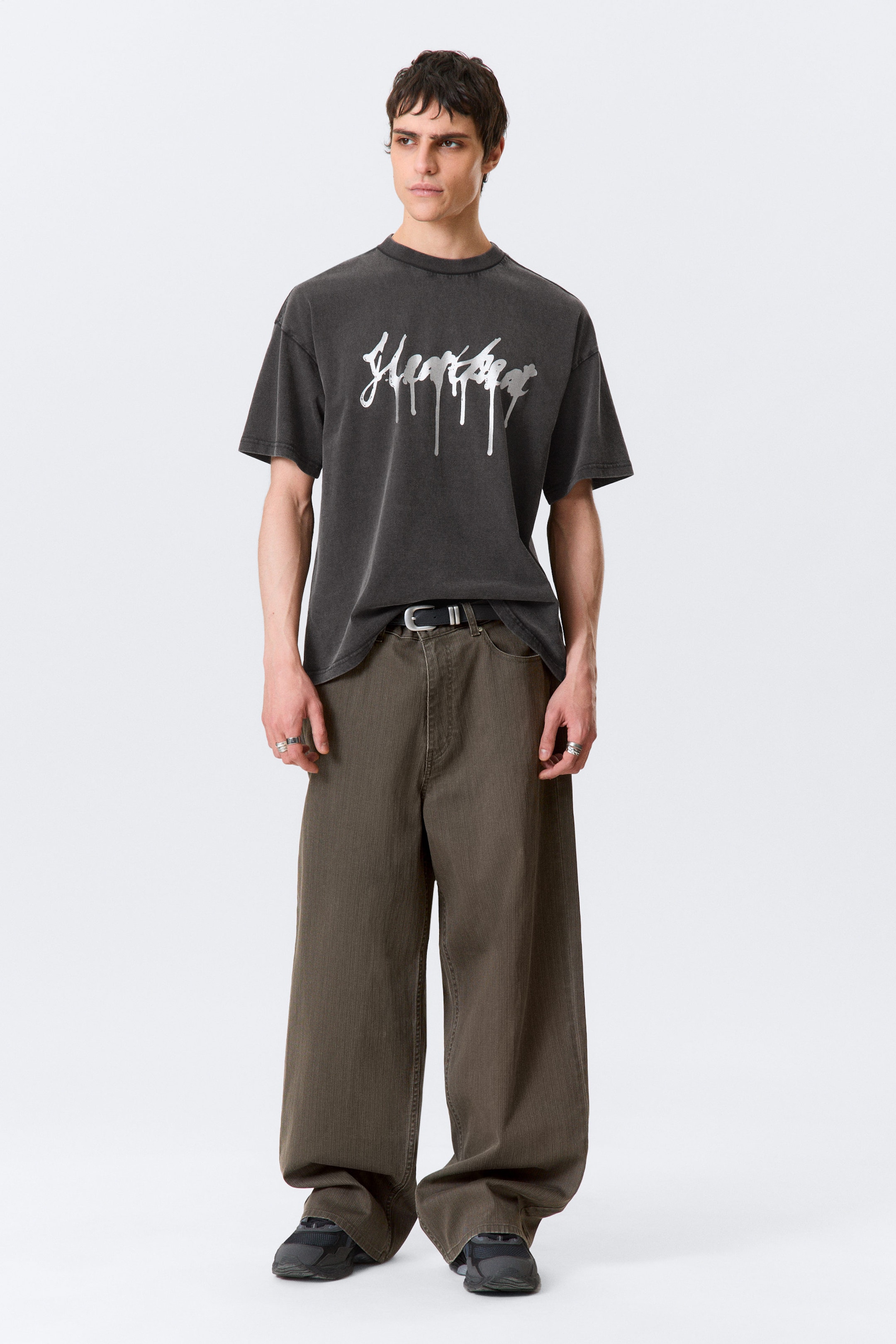 Black - Heartbeat - Great Boxy Printed Graphic Tee - 1