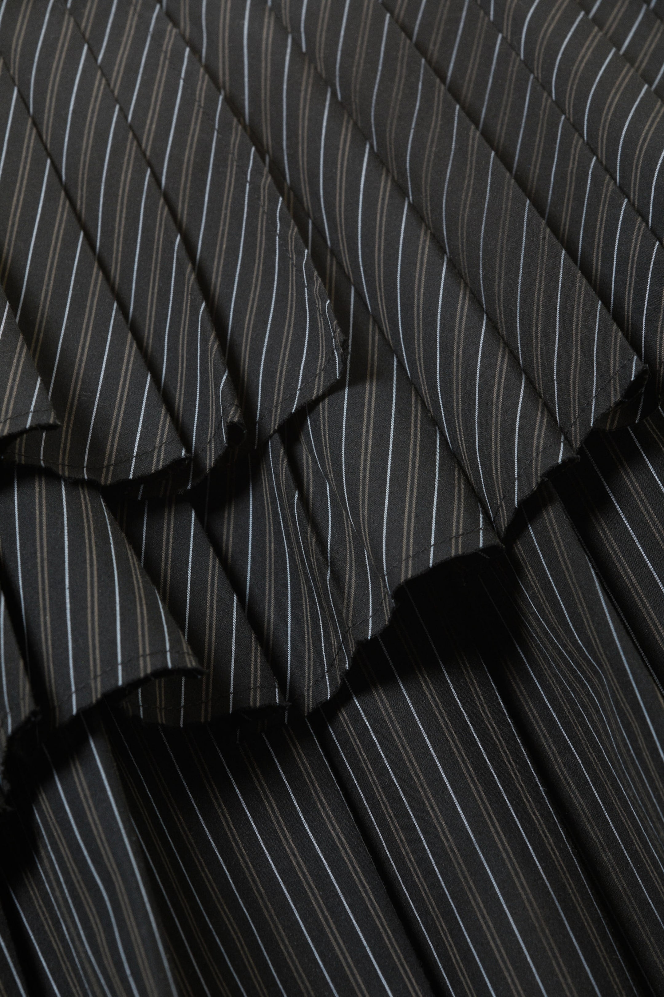 Striped Black - Pleated Layered Mini Skirt - 5