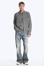 Checked Black/Grey - Structured Long-Sleeved Buttoned Shirt - 1