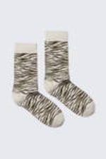 Beige - Tiger Stripes - Jaqcuard Crew Socks - 0
