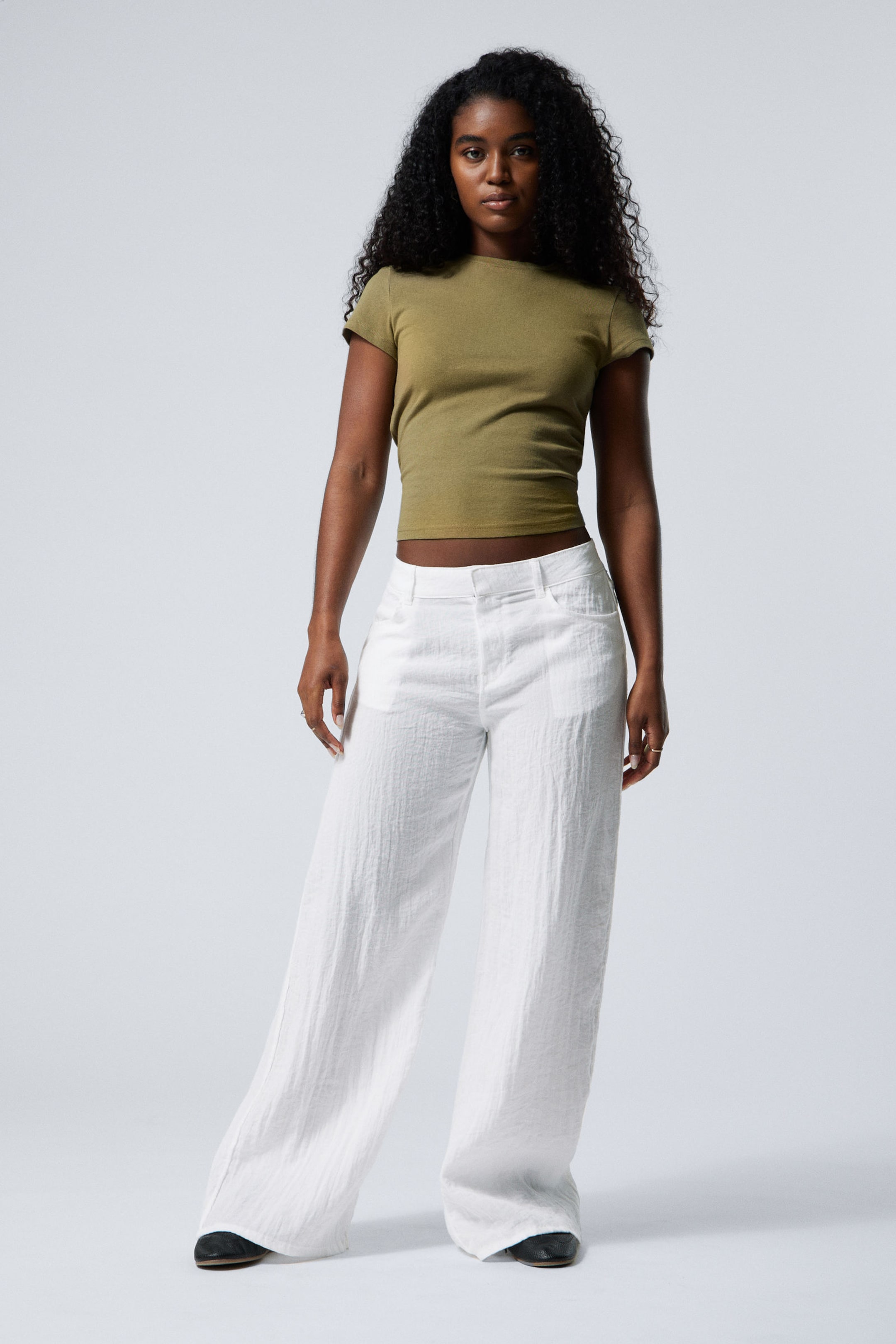 #ECEDEC - Crinkle Low Waist Loose Fit Trousers - 1