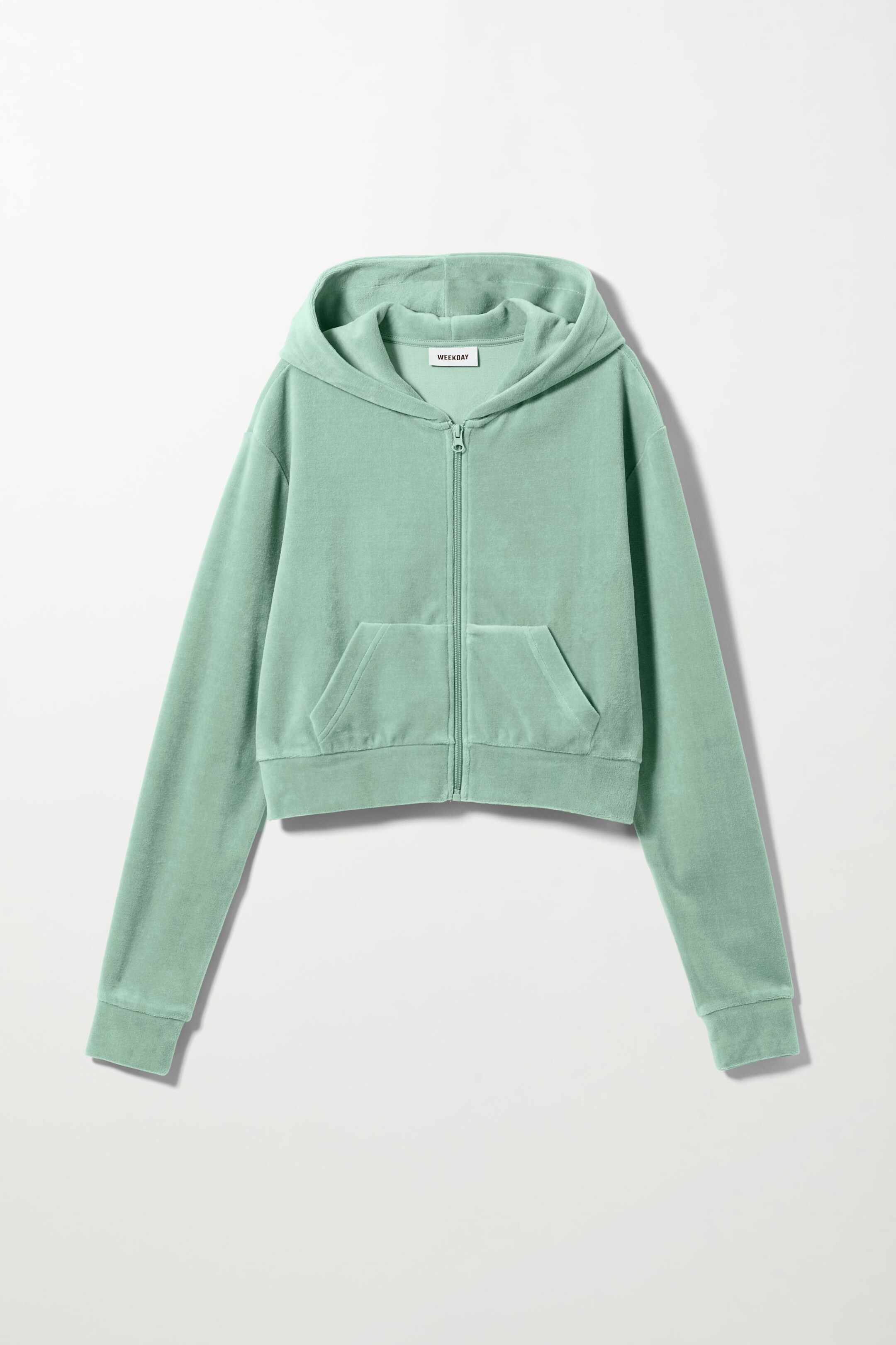 Soft Mint - Velours-Kapuzenjacke Juno mit Reißverschluss - 0