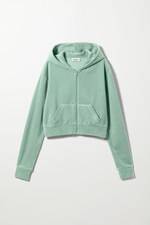 Soft Mint - Velours-Kapuzenjacke Juno mit Reißverschluss - 0
