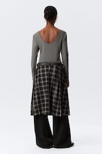 Grey - Deep Back Long-Sleeved Top - 5