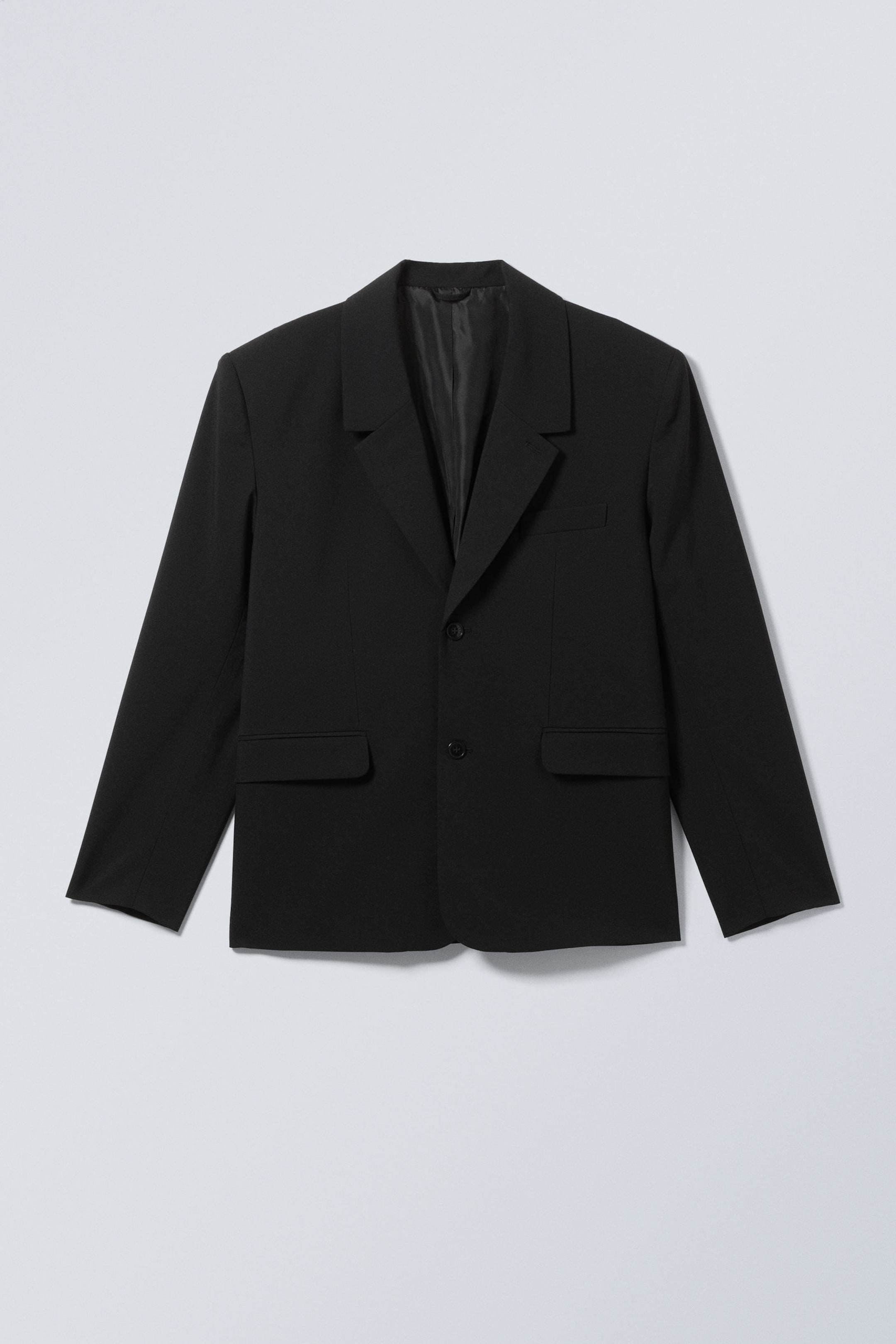 Black - Single-Breasted Relaxed Tailored Blazer - 3