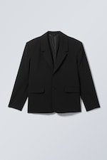 Black - Single-Breasted Relaxed Tailored Blazer - 0