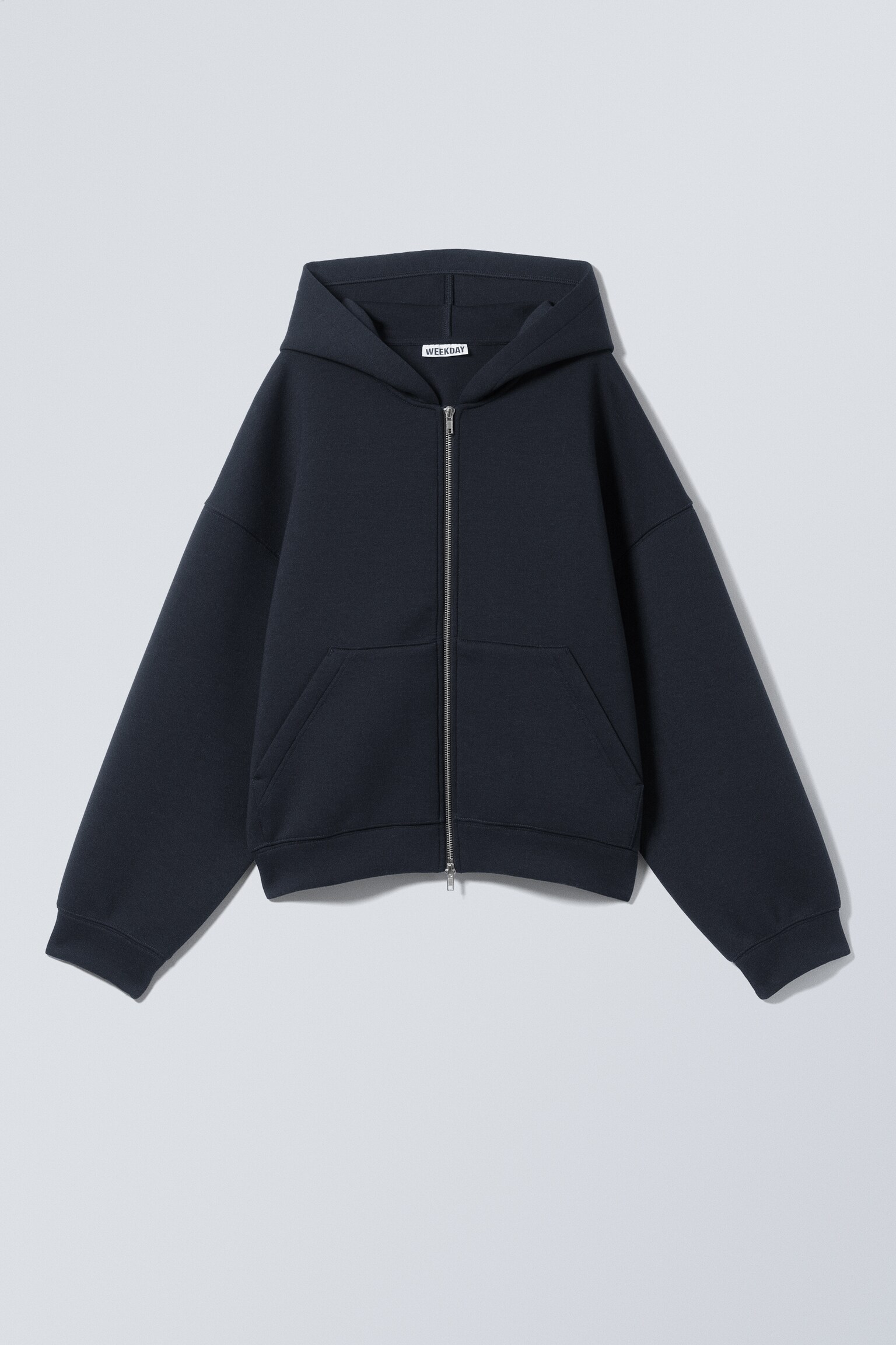 Oversized hoodie van scubastof met rits - Echt donkerblauw/Grijs gemêleerd/Donkergrijs/Zwart