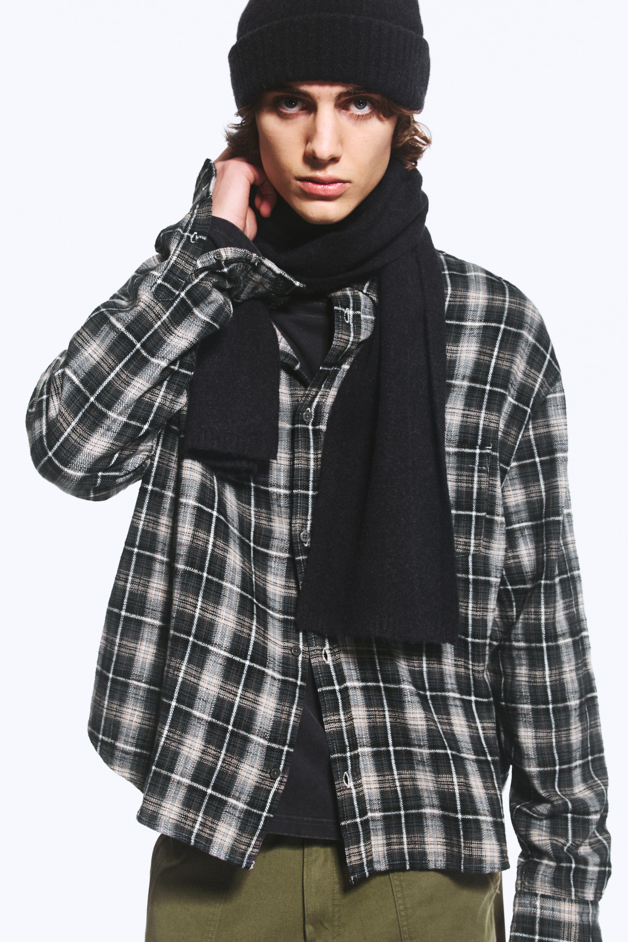 View larger image: Wool-Blend Knit Scarf - Dark Blue - Ladies | H&M GB 1