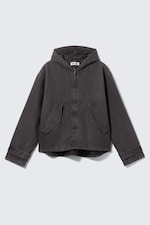 Black Melange - Loose Hooded Canvas Jacket - 7