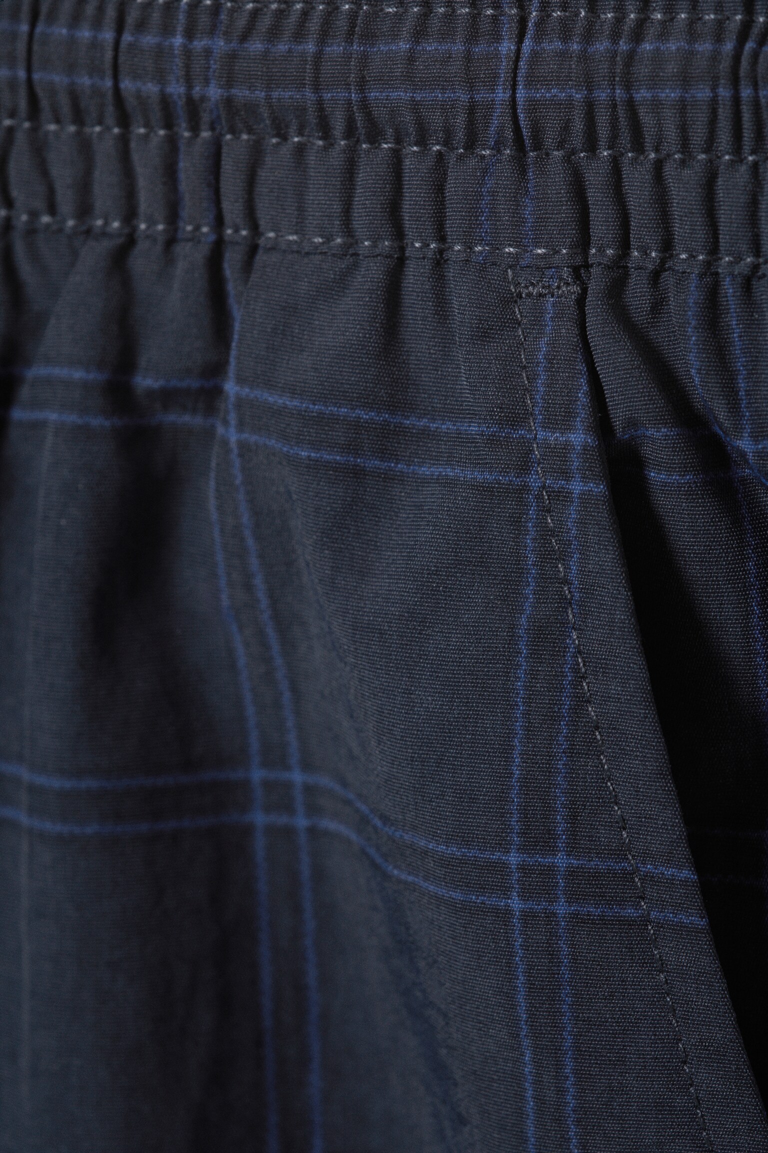Checked Nylon Swim Shorts - Dark Blue Check/Checked Black - 2