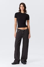 Ink Black - Black - Ample Low Rise Loose Wide Leg Jeans - 0
