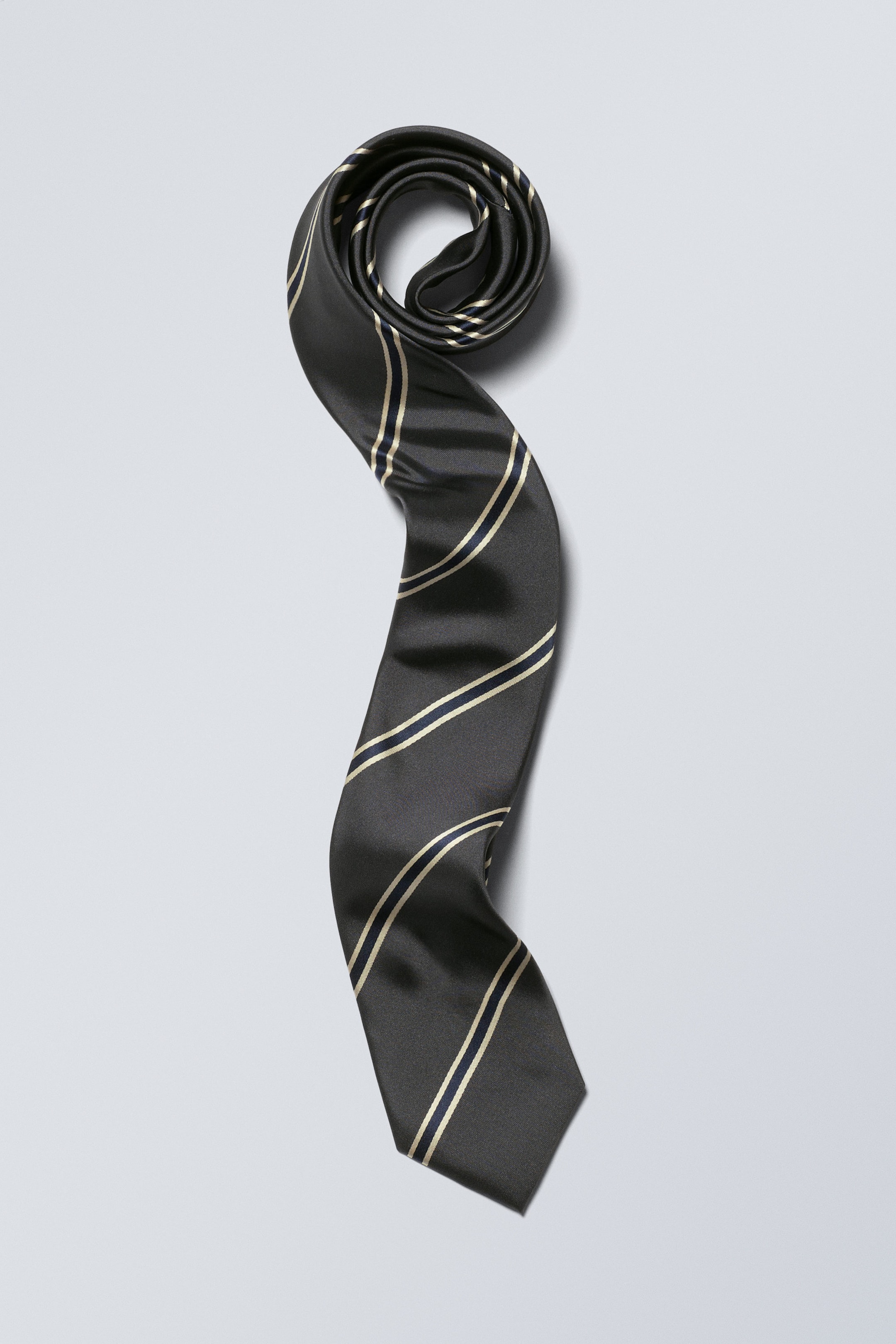 Stripet mørkegrå - Slim Tie
