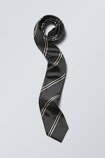 Stripet mørkegrå - Slim Tie - 0