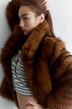Rust Brown - Relaxed faux fur jacket - 2