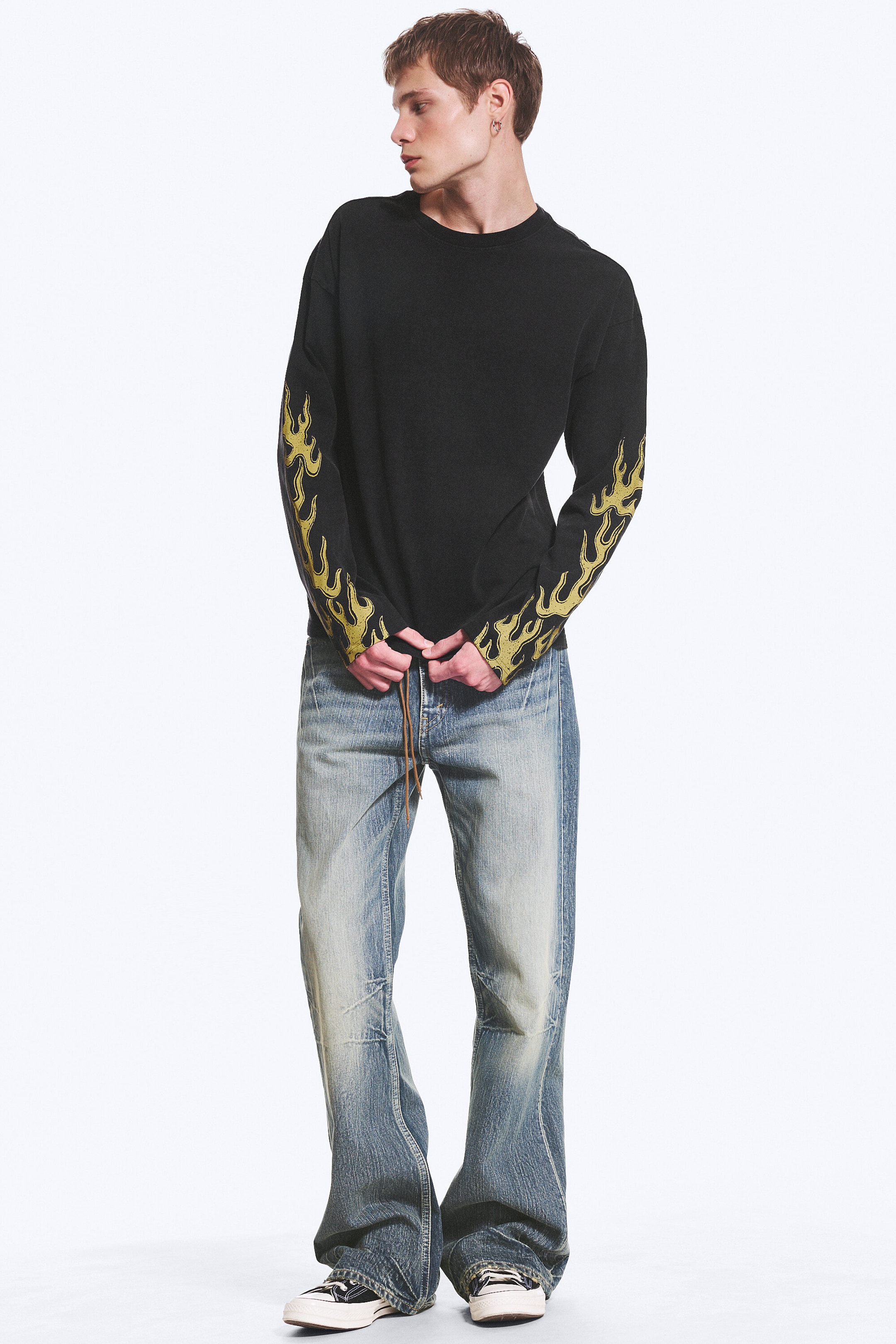 Black - Riftborn - Great Boxy Graphic Long Sleeve T-shirt - 2