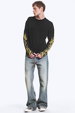 Black - Riftborn - Geweldig boxy T-shirt met graphic en lange mouwen - 1