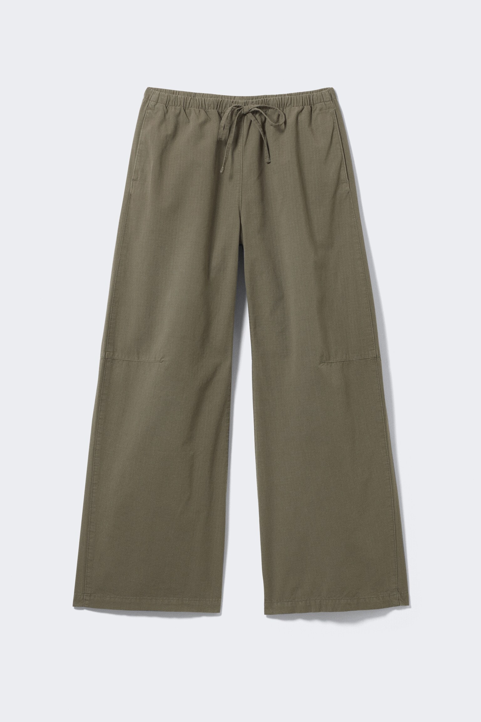Loose Fit Washed Ripstop Trousers - Khaki Green/Black/Light Beige - 1