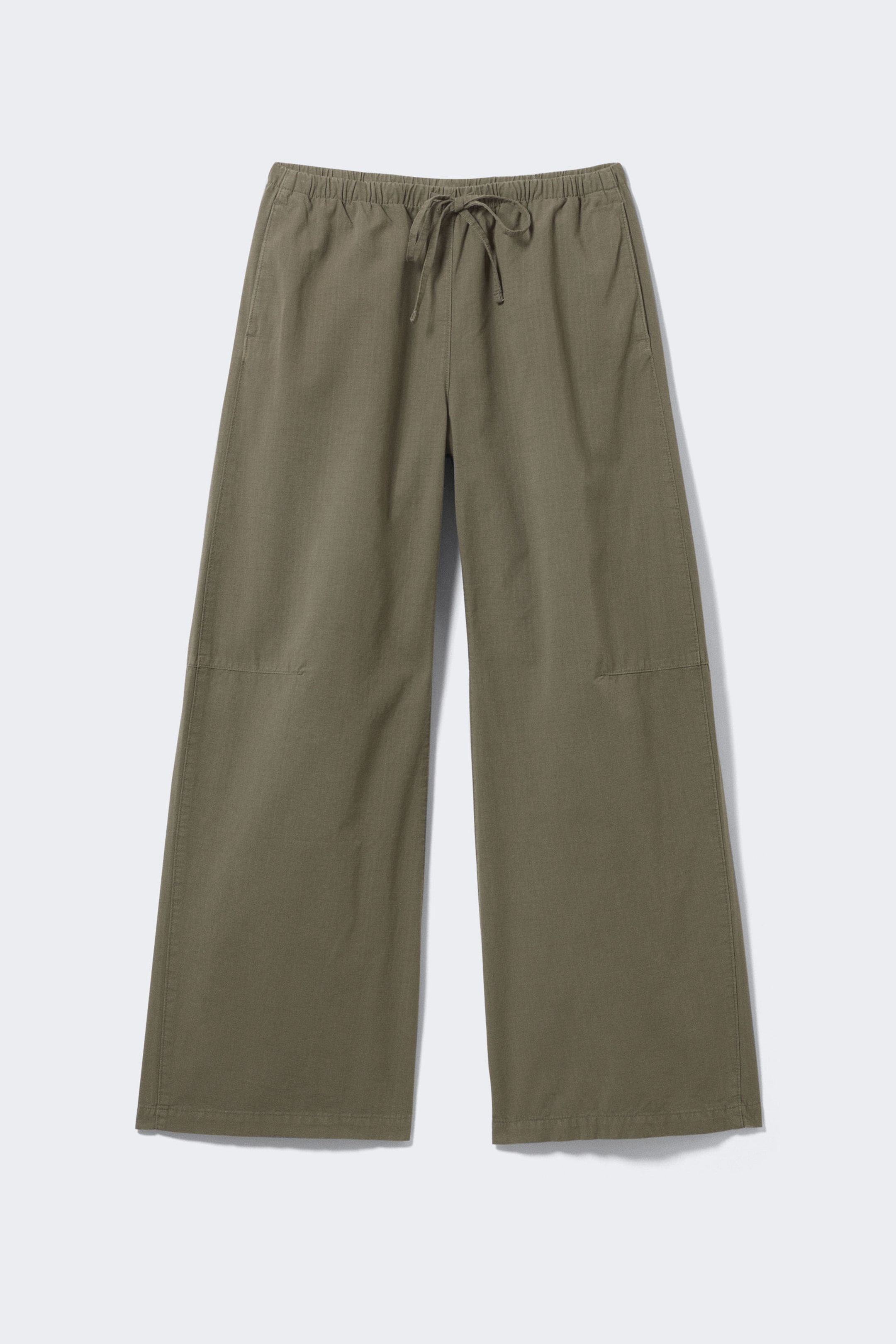 Khaki - Verwaschene Ripstop Hose mit lockerer Passform - 5