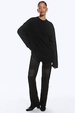 Black - Oversized Long Sleeve T-shirt - 1