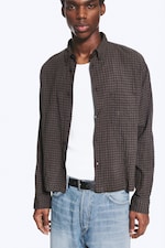 Checked Dark Brown - Boxy Structured Shirt - 0