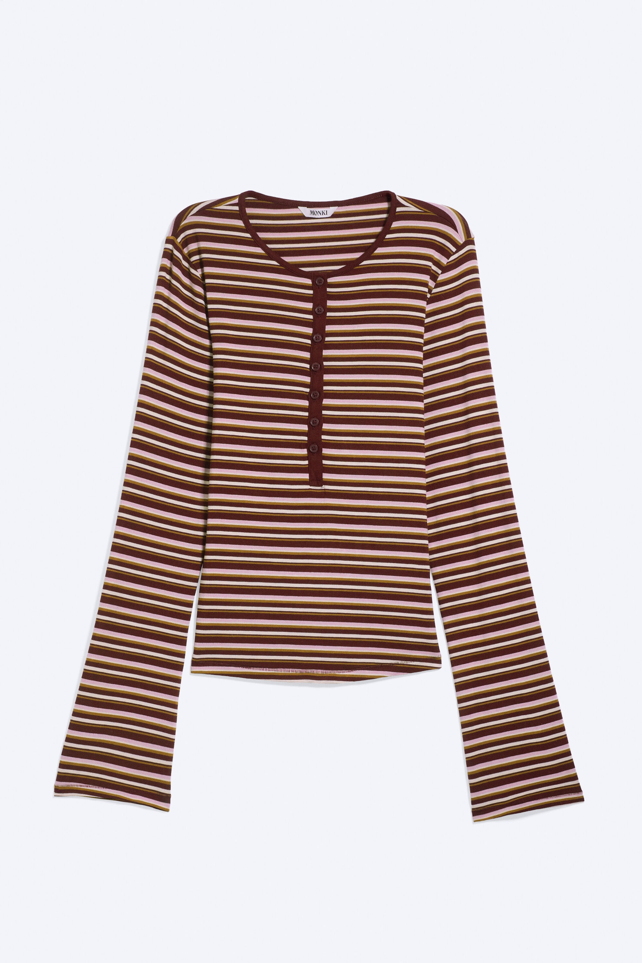 Striped Dark Red - Slim fit long-sleeved henley - 3